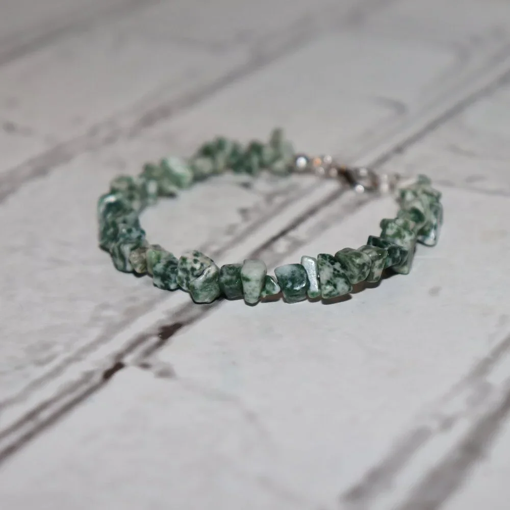 NWOT Tree Agate beaded natural stone bracelet 7.5